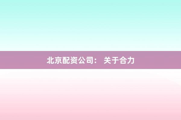 北京配资公司： 关于合力